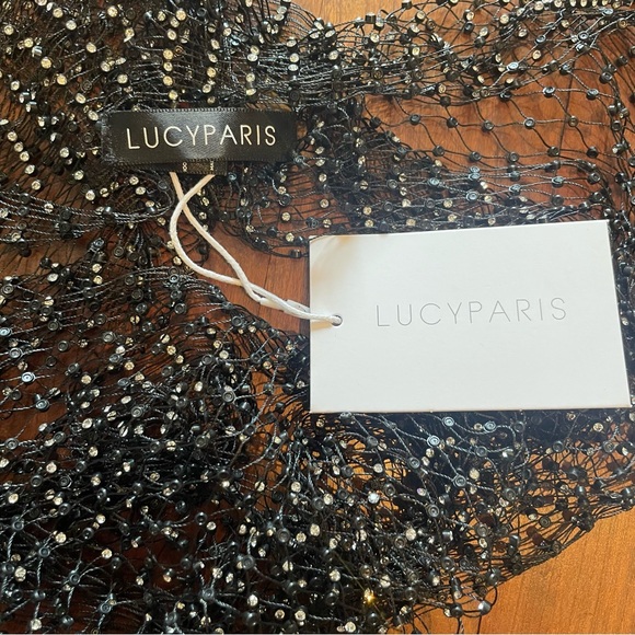 Lucy Paris- NWT SZ M Black Rhinestones Mesh Tank - Picture 9 of 10